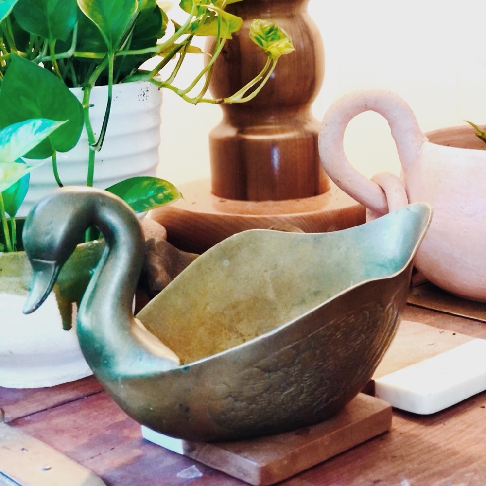 Vintage Brass Duck Planter Dish or Ashtray